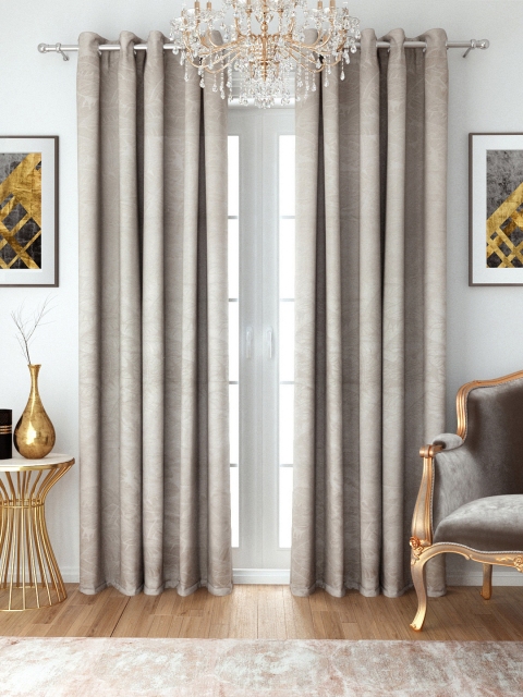 

Aura Grey Jacquard Leaf Pattern Room Darkening Door Curtain