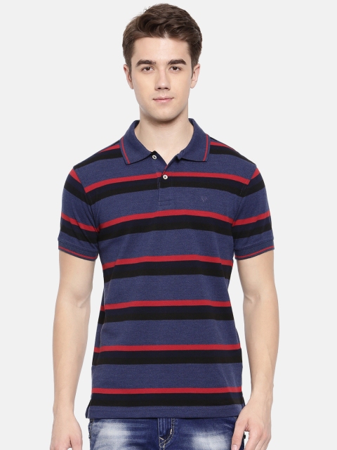 

Allen Solly Men Blue & Red Striped Polo T-shirt