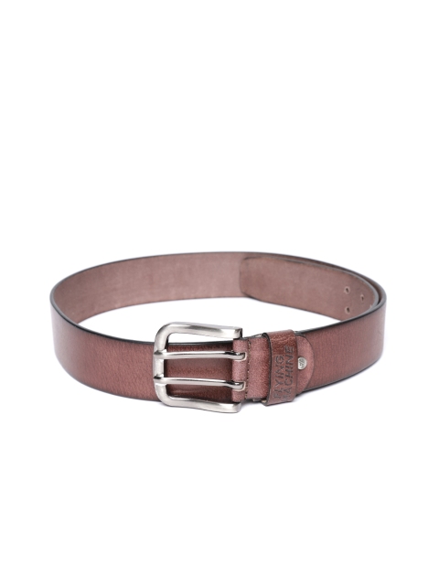 

Flying Machine Men Brown Leather Solid Belt