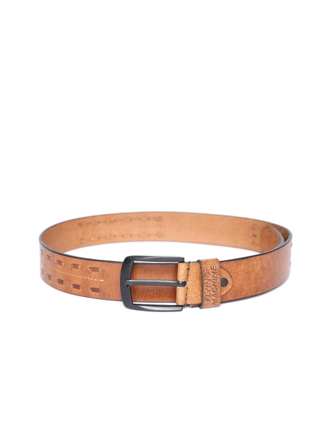 

Flying Machine Men Tan Brown Leather Solid Belt
