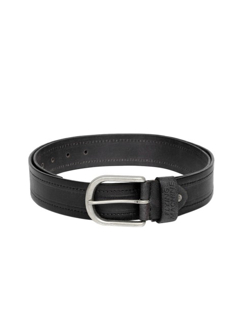 

Flying Machine Men Black Solid Leather Belt
