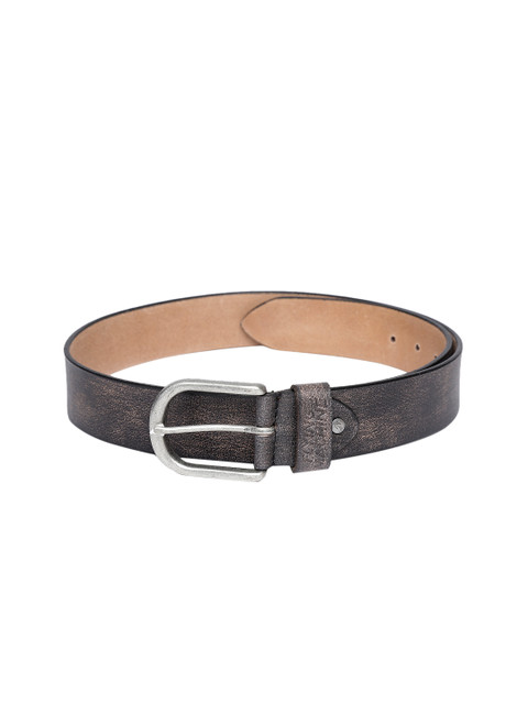 

Flying Machine Men Black Solid Leather Belt