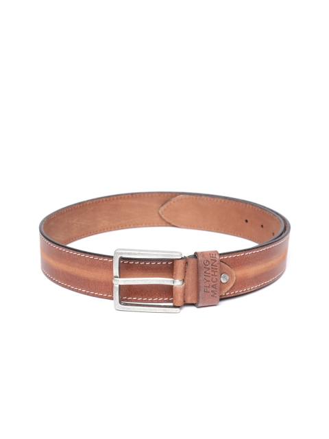 

Flying Machine Men Brown Leather Striped Belt
