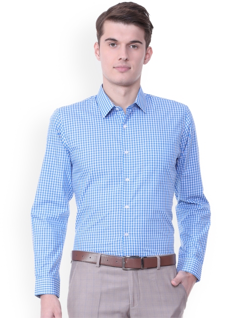 

Peter England Men Blue Regular Fit Checked Formal Shirt