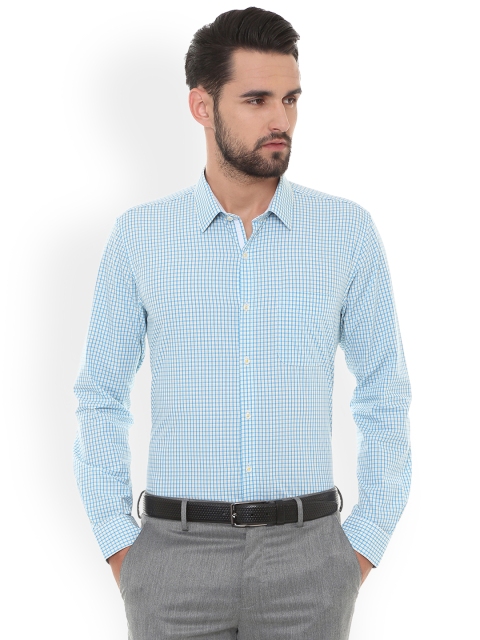 

Peter England Men Blue Regular Fit Checked Formal Shirt