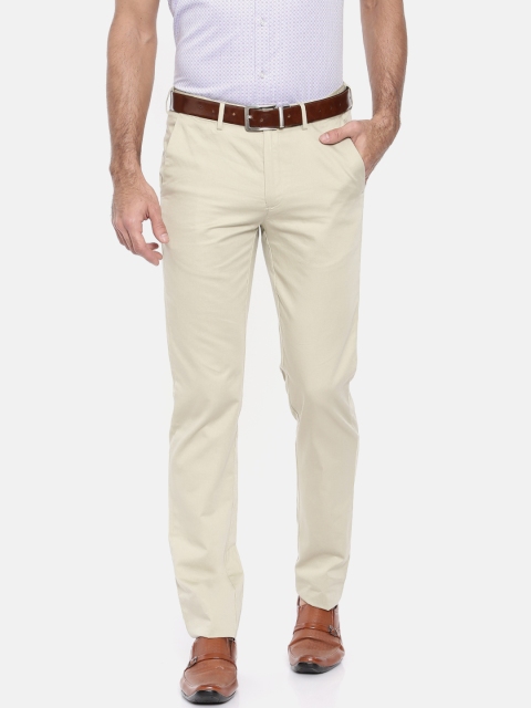 

Peter England Men Beige Slim Fit Solid Formal Trousers