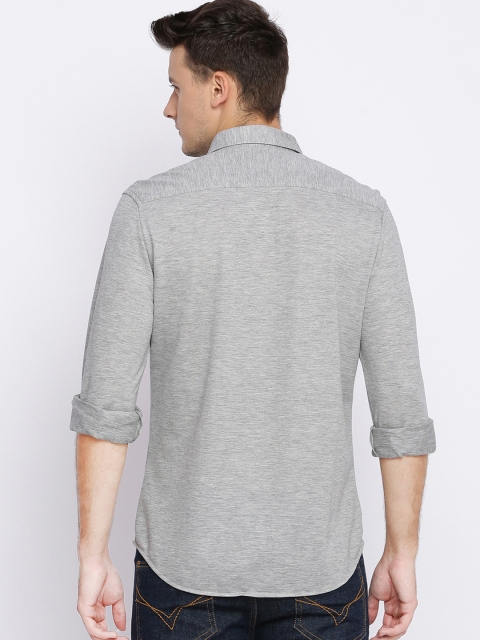 

Basics Men Grey Slim Fit Solid Casual Shirt
