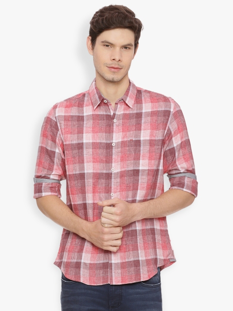 

Basics Men Red Slim Fit Checked Casual Shirt