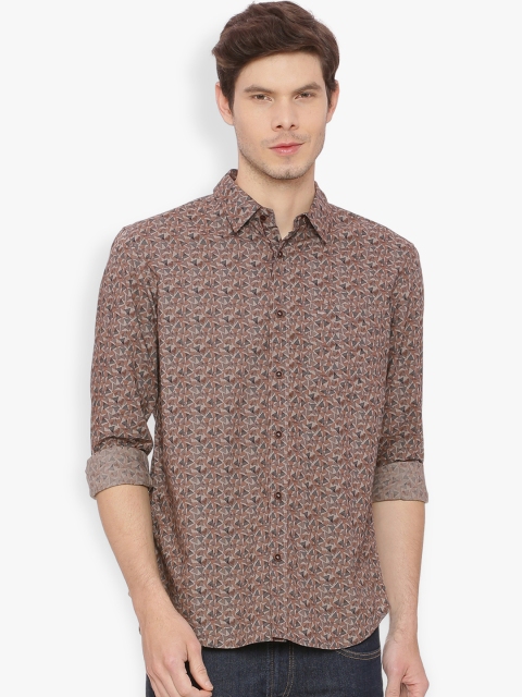 

Basics Men Brown Slim Fit Printed Casual Shirt