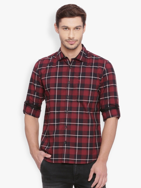 

Basics Men Red & Black Slim Fit Checked Casual Shirt