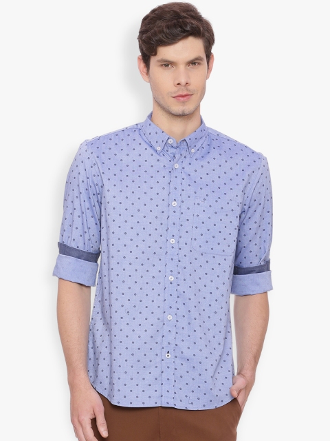 

Basics Men Blue Slim Fit Printed Casual Shirt