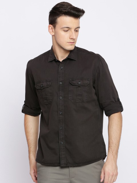 

Basics Men Black Slim Fit Solid Casual Shirt