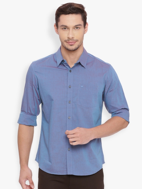 

Basics Men Blue Slim Fit Solid Casual Shirt