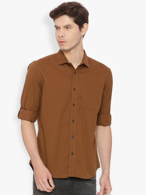 

Basics Men Brown Slim Fit Solid Casual Shirt