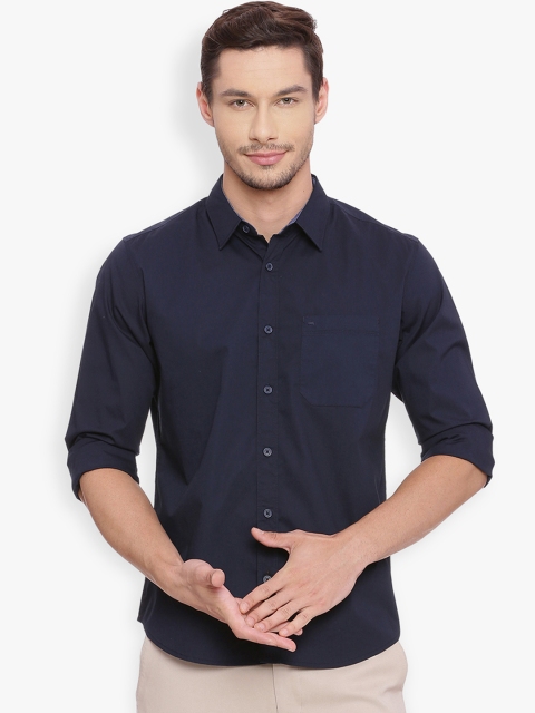 

Basics Men Navy Blue Slim Fit Solid Casual Shirt