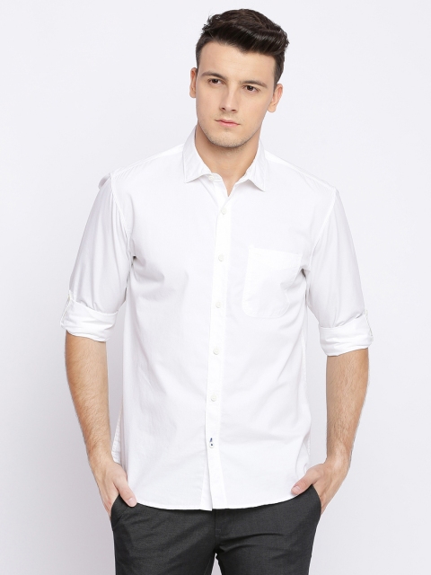 

Basics Men White Slim Fit Solid Casual Shirt