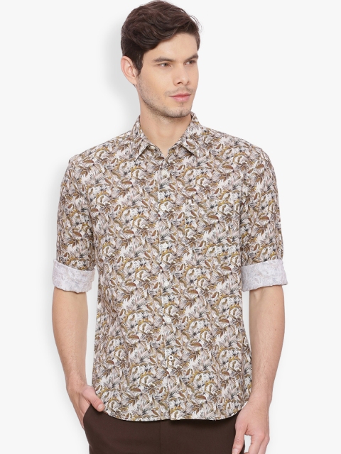 

Basics Men Brown Slim Fit Printed Casual Shirt