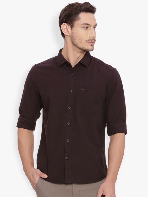 

Basics Men Brown Slim Fit Solid Casual Shirt
