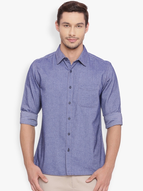 

Basics Men Blue Slim Fit Solid Casual Shirt