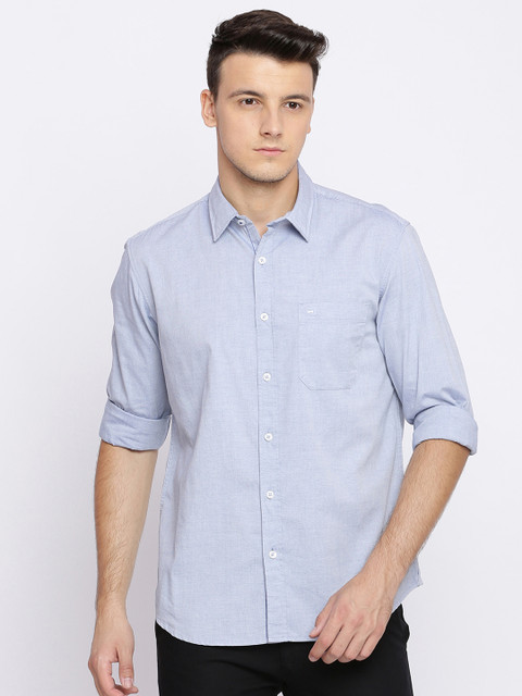 

Basics Men Blue Slim Fit Solid Casual Shirt
