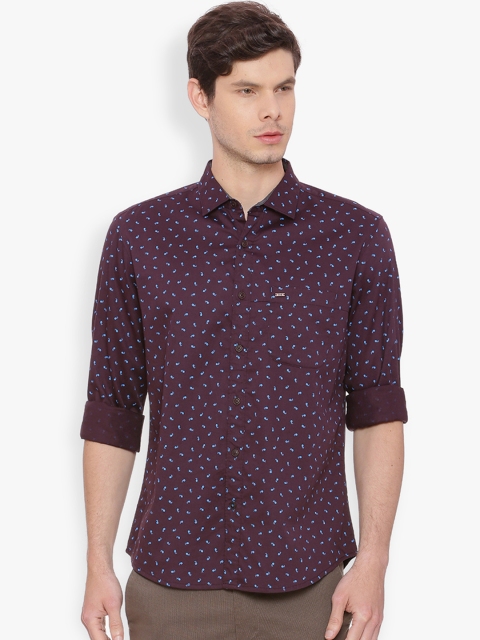 

Basics Men Maroon & Blue Slim Fit Printed Casual Shirt