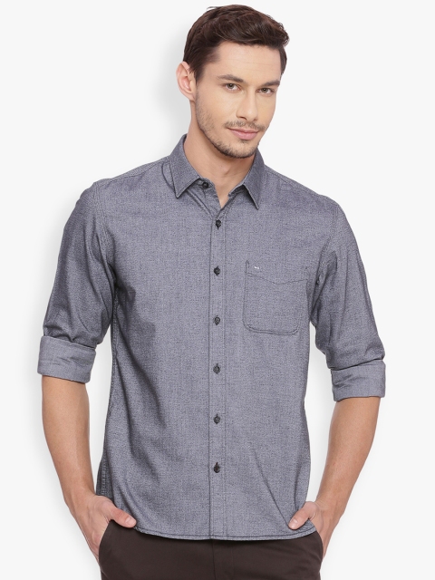 

Basics Men Grey Slim Fit Solid Casual Shirt