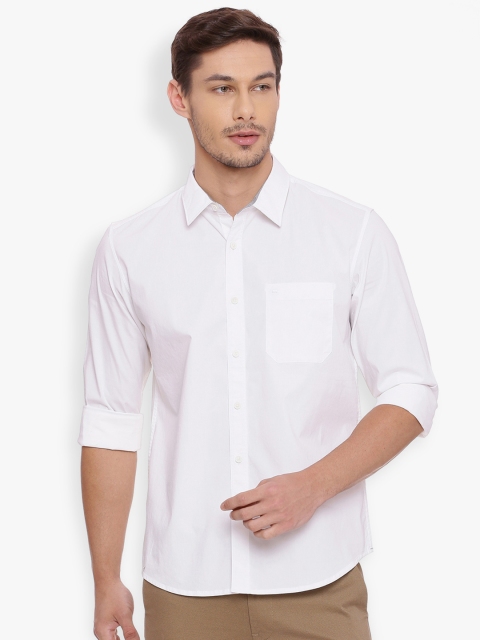 

Basics Men White Slim Fit Solid Casual Shirt