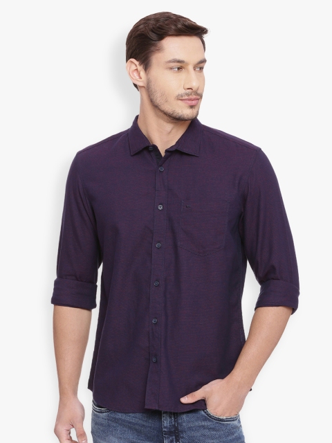 

Basics Men Purple Slim Fit Self Design Casual Shirt