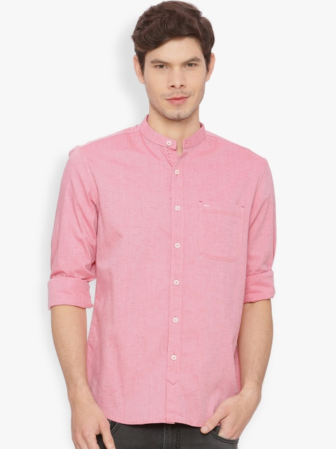

Basics Men Pink Slim Fit Solid Casual Shirt