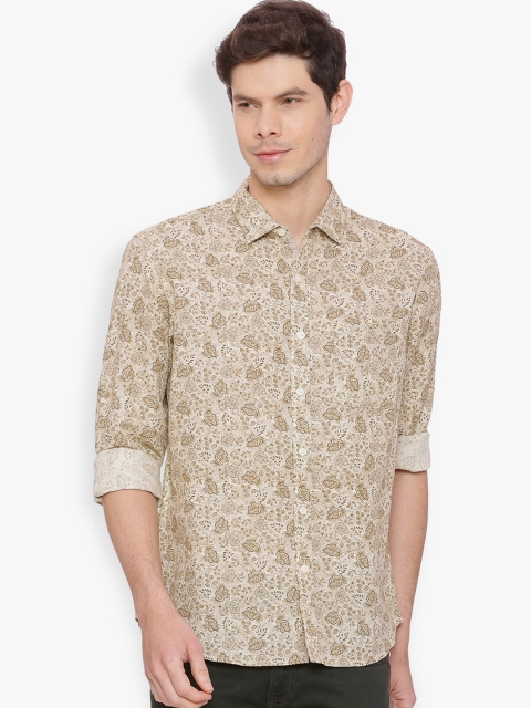 

Basics Men Beige Slim Fit Printed Casual Shirt