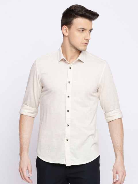 

Basics Men Beige Slim Fit Solid Casual Shirt