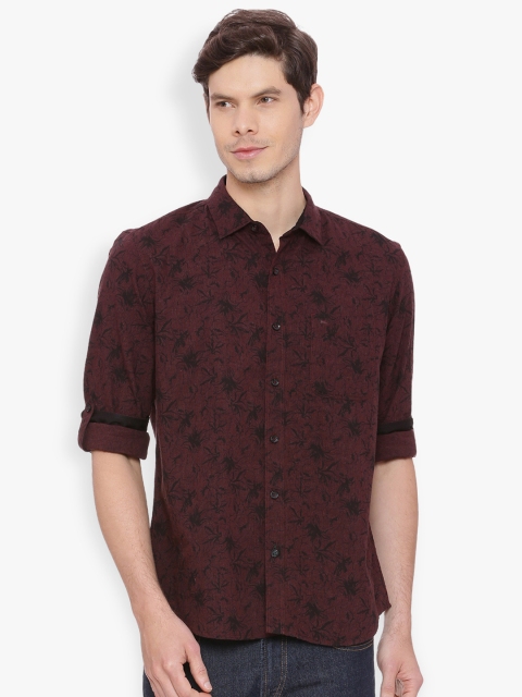 

Basics Men Maroon & Black Slim Fit Printed Casual Shirt