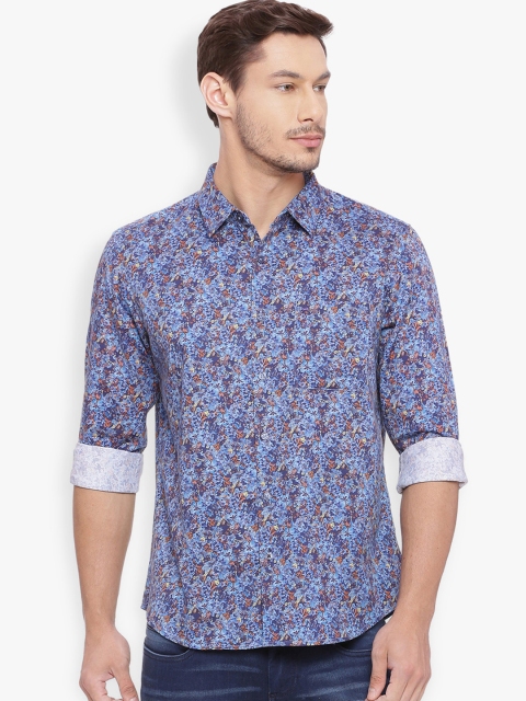 

Basics Men Blue Slim Fit Printed Casual Shirt