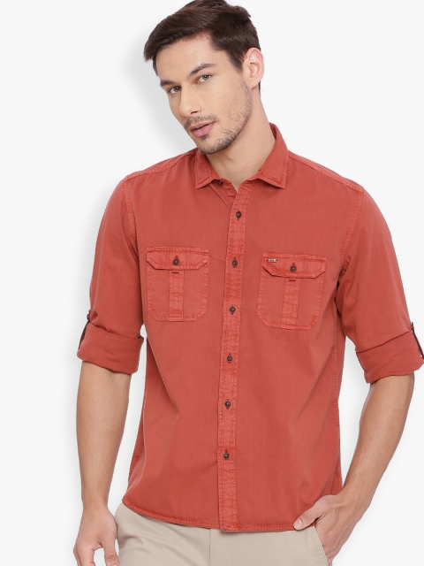 

Basics Men Orange Slim Fit Solid Casual Shirt