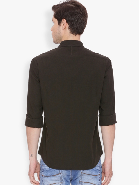 

Basics Men Green Nancy Slim Fit Solid Casual Shirt