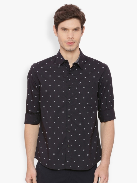 

Basics Men Black Slim Fit Printed Casual Shirt