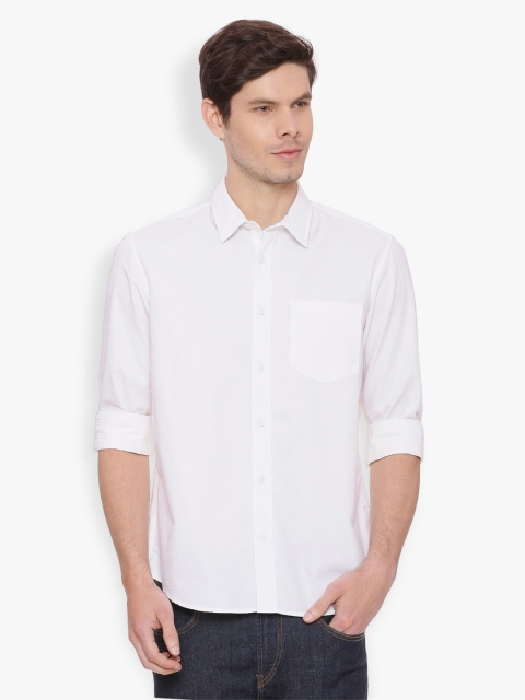 

Basics Men White Slim Fit Solid Casual Shirt