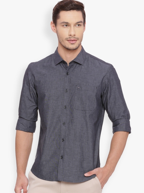 

Basics Men Grey Slim Fit Solid Casual Shirt