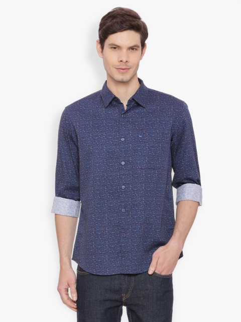 

Basics Men Blue Slim Fit Printed Casual Shirt