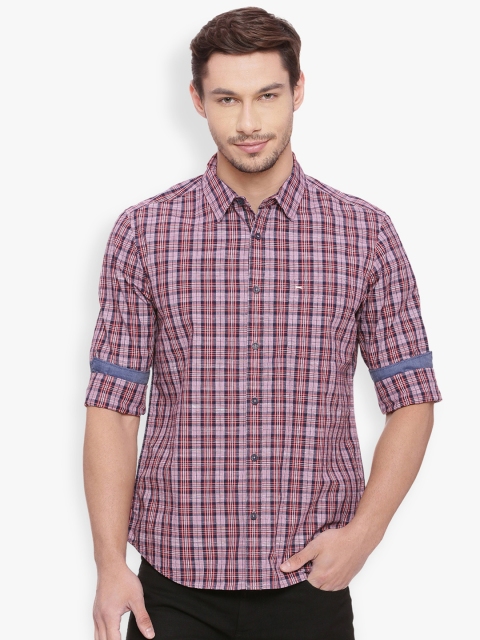 

Basics Men Red Slim Fit Checked Casual Shirt