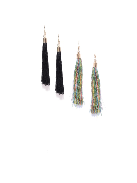 

OOMPH Set of 2 Multicoloured Tasselled Drop Earrings, Multi