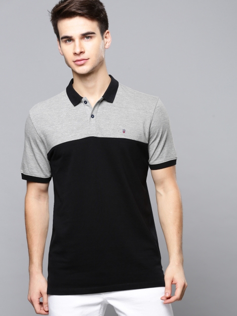 

Louis Philippe Jeans Men Black Colourblocked Polo Collar T-shirt