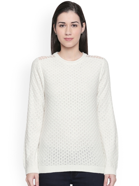 

Annabelle by Pantaloons Women White Self-Design Pullover