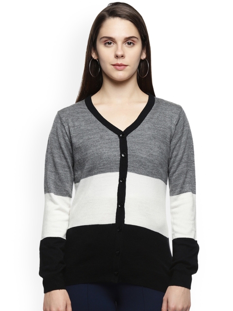 

Annabelle by Pantaloons Women Black & White Colourblocked Front-Open
