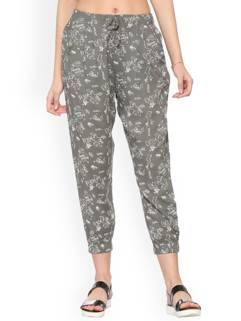

People Women Grey Regular Fit Printed Trousers