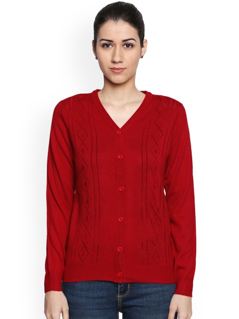 

RANGMANCH BY PANTALOONS Women Red Solid Cardigan