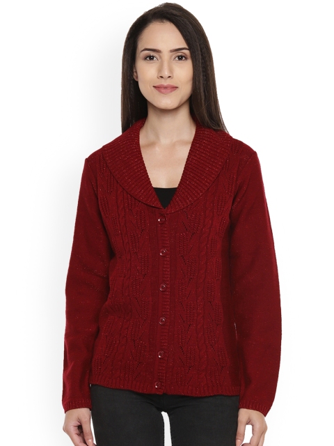 

RANGMANCH BY PANTALOONS Women Maroon Solid Cardigan