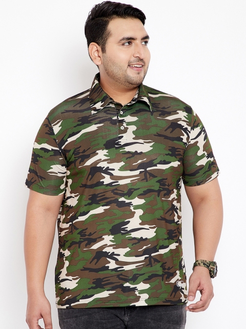 

bigbanana Plus Size Men Multicoloured Printed Polo Collar T-shirt, Multi
