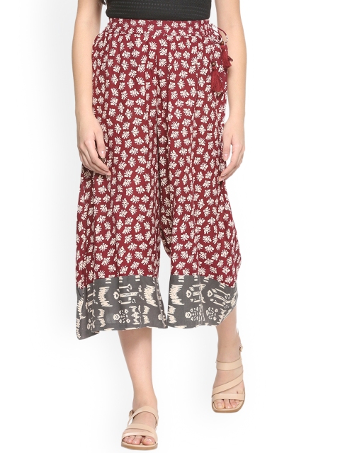 

People Women Maroon Regular Fit Printed Culottes