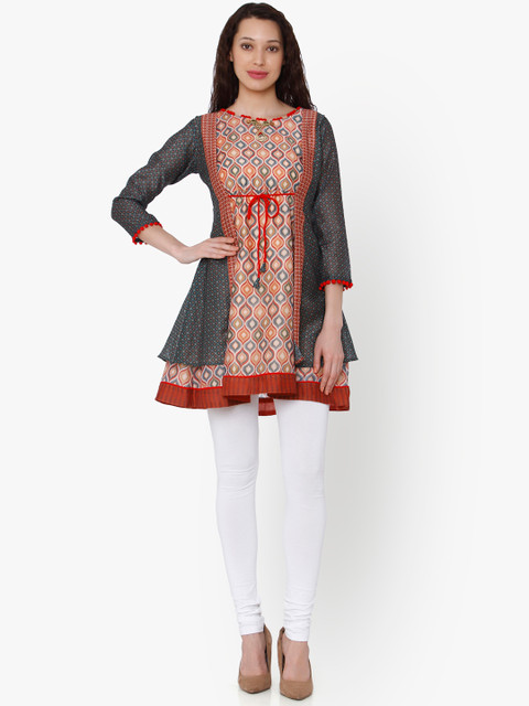 

RAISIN Multicoloured Printed Silk Layered Tunic, Multi